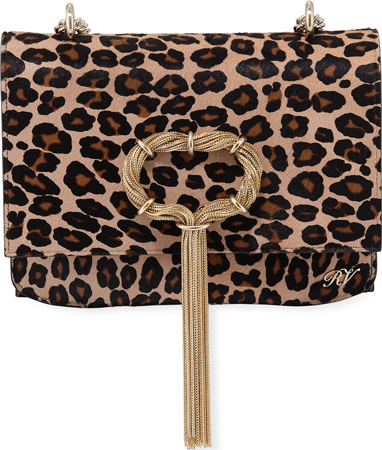 Roger Vivier Club Chain Leopard Hairhide Clutch Bag