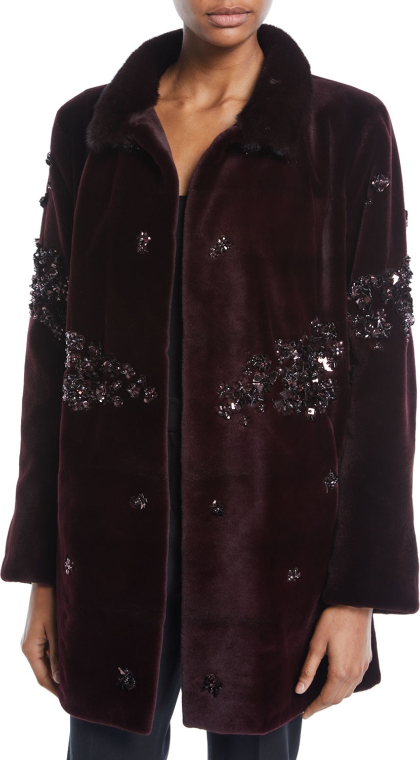 Zac Posen Beaded Mink Fur Stroller Coat