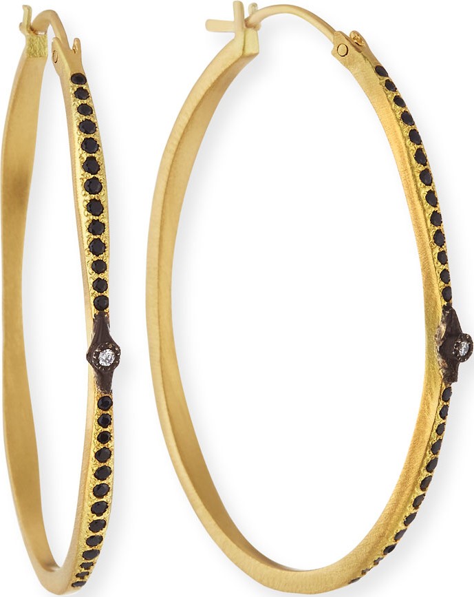 Armenta Old World Hoop Earrings with Black Sapphires & Diamonds Armenta Old World Hoop Earrings with Black Sapphires & Diamonds