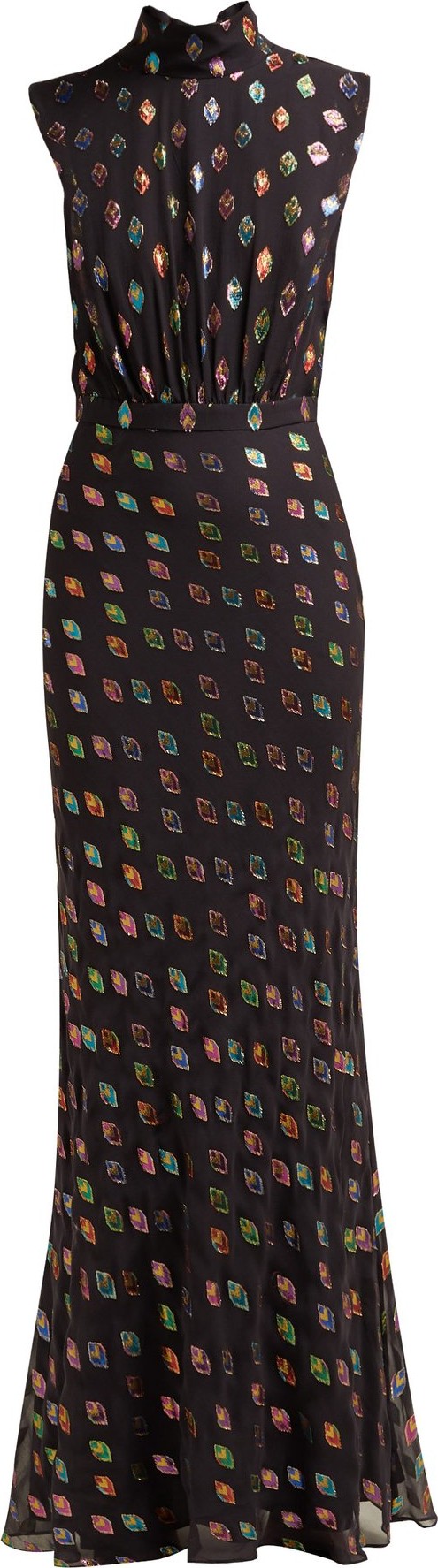 Saloni Fleur geometric fil-coupé silk-blend gown