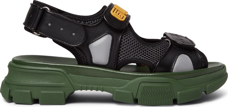 Gucci Aguru Leather and Mesh Sandals