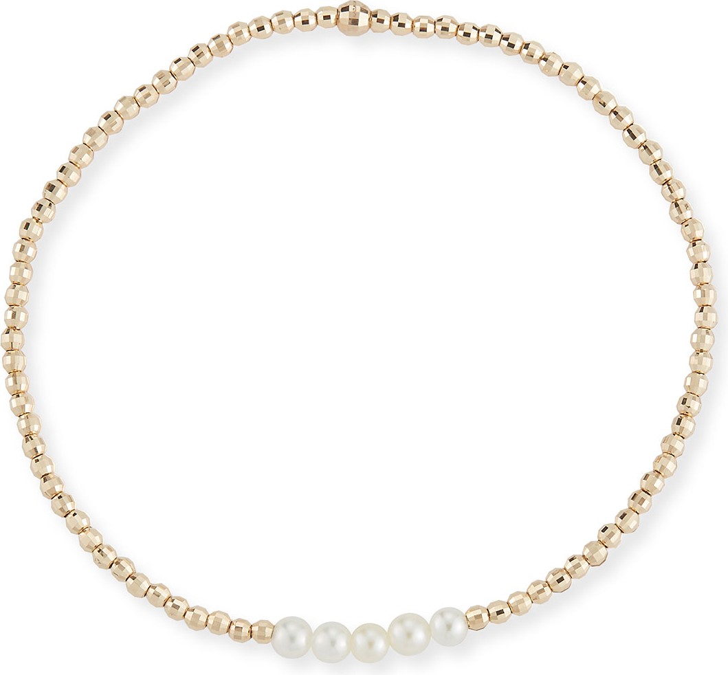 Mizuki 14k Gold Five-Pearl Bracelet