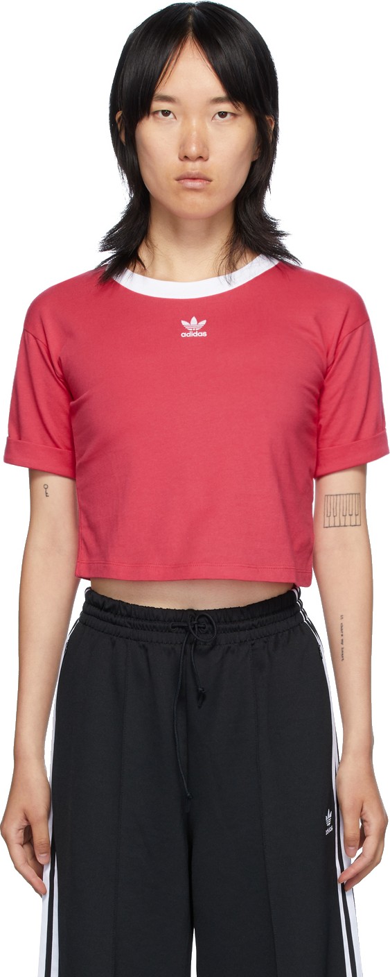 Adidas Originals Pink Logo Crop T-Shirt