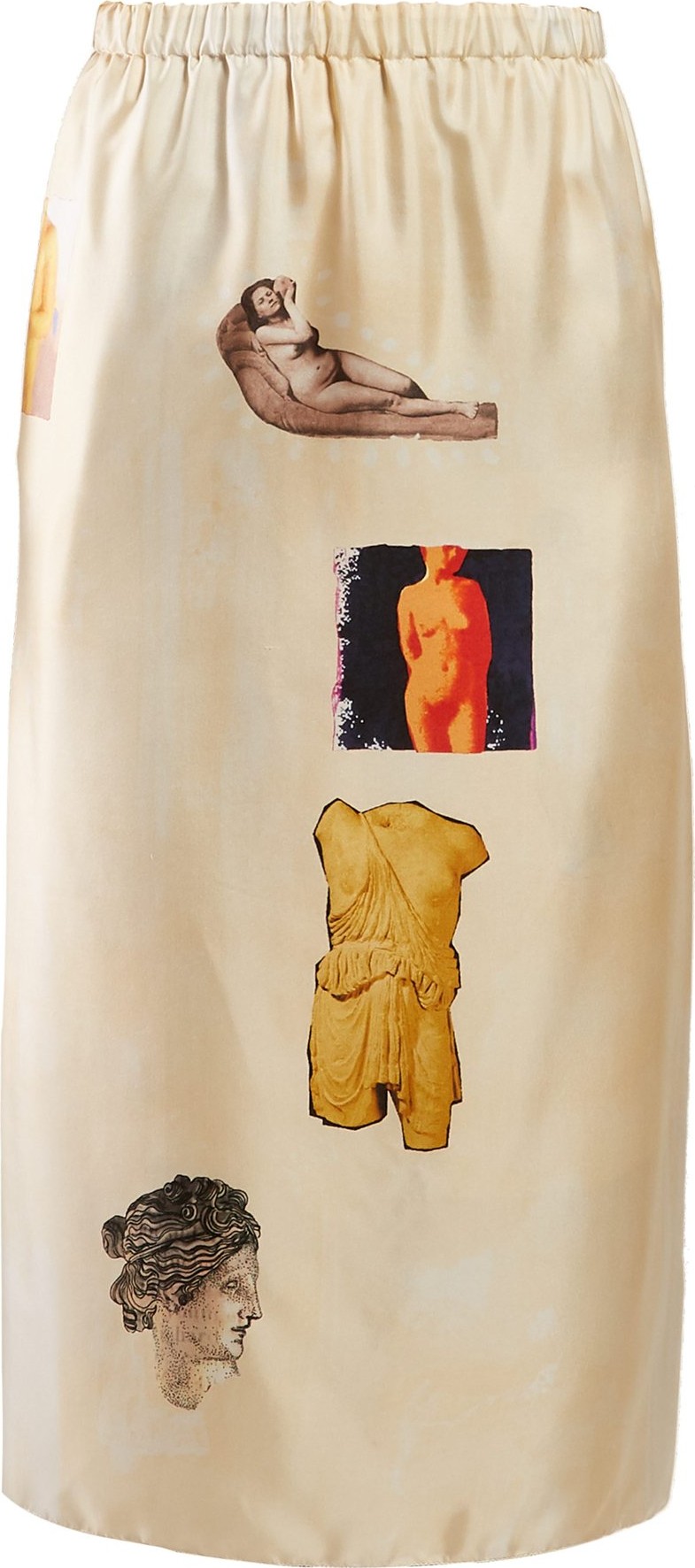 Marni Sculpture-print silk-twill midi skirt