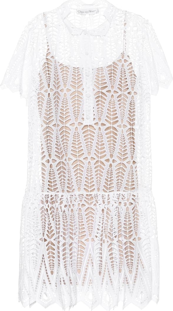 Oscar De La Renta Eyelet-cotton dress