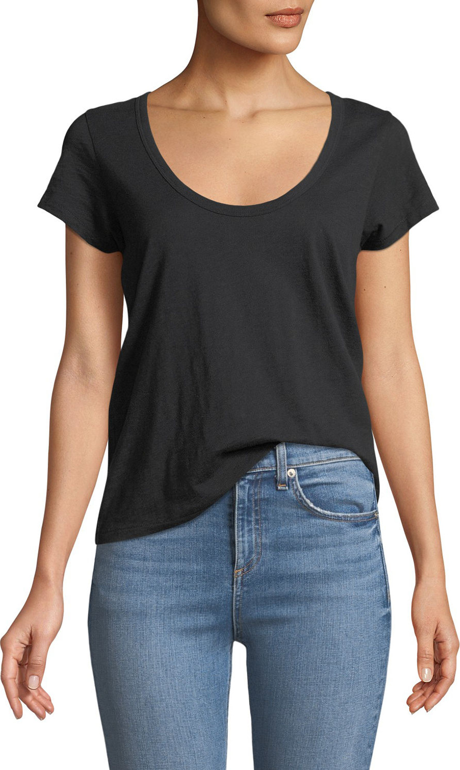 Rag & Bone U-Neck Short-Sleeve Cotton Tee