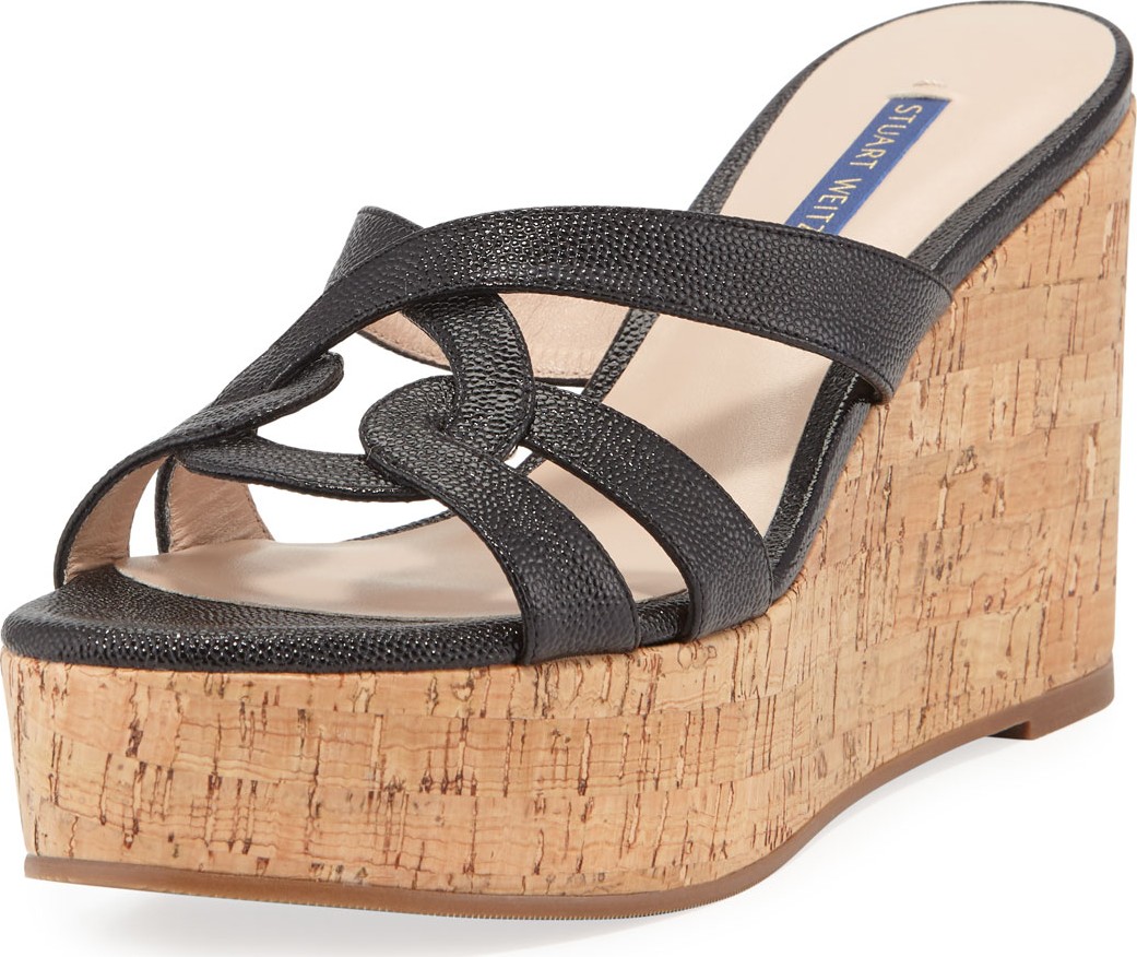 Stuart Weitzman Cadence Patent Leather Wedge Sandals
