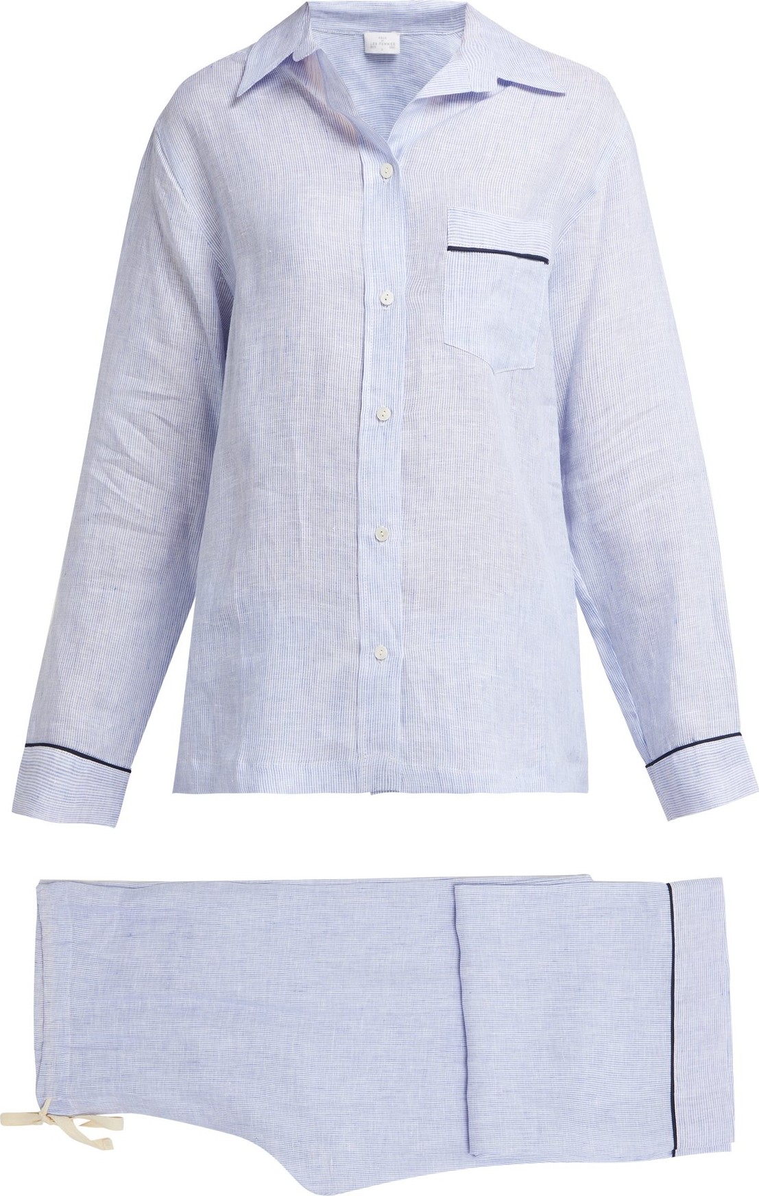 Pour Les Femmes Piped linen pyjama set