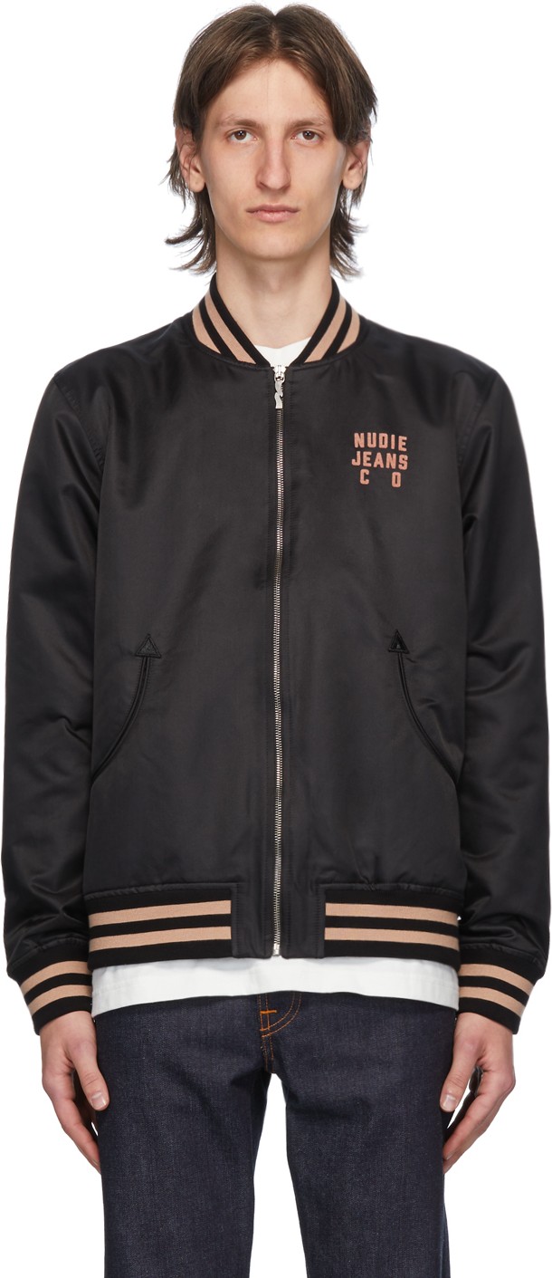 Nudie Jeans Black Misfit Creature 2 Bengan Bomber Jacket