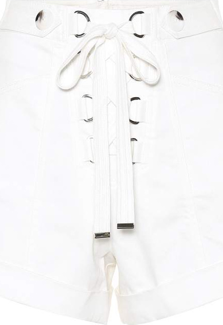 Self Portrait Lace-up stretch cotton shorts