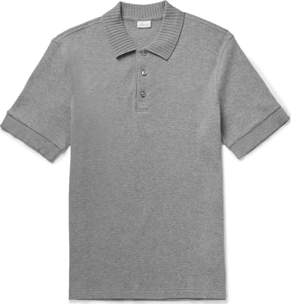 Brioni Waffle-Knit Cotton Polo Shirt