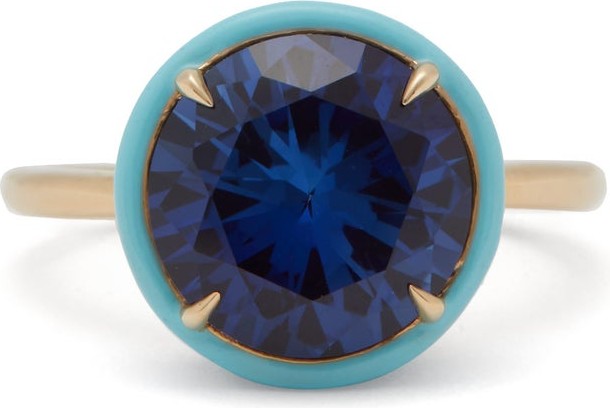 Alison Lou Lab-sapphire, enamel & gold ring