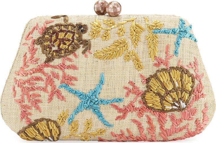Rafe Rosie Sea Embroidered Clutch Bag
