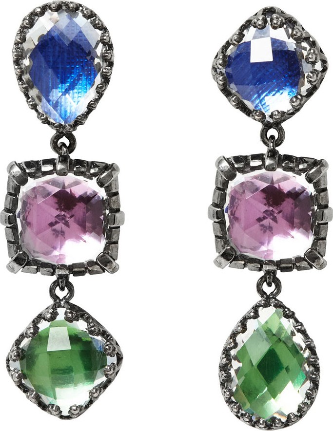 Larkspur & Hawk Sadie Triple-Drop Earrings with Multi-Crazy Foil