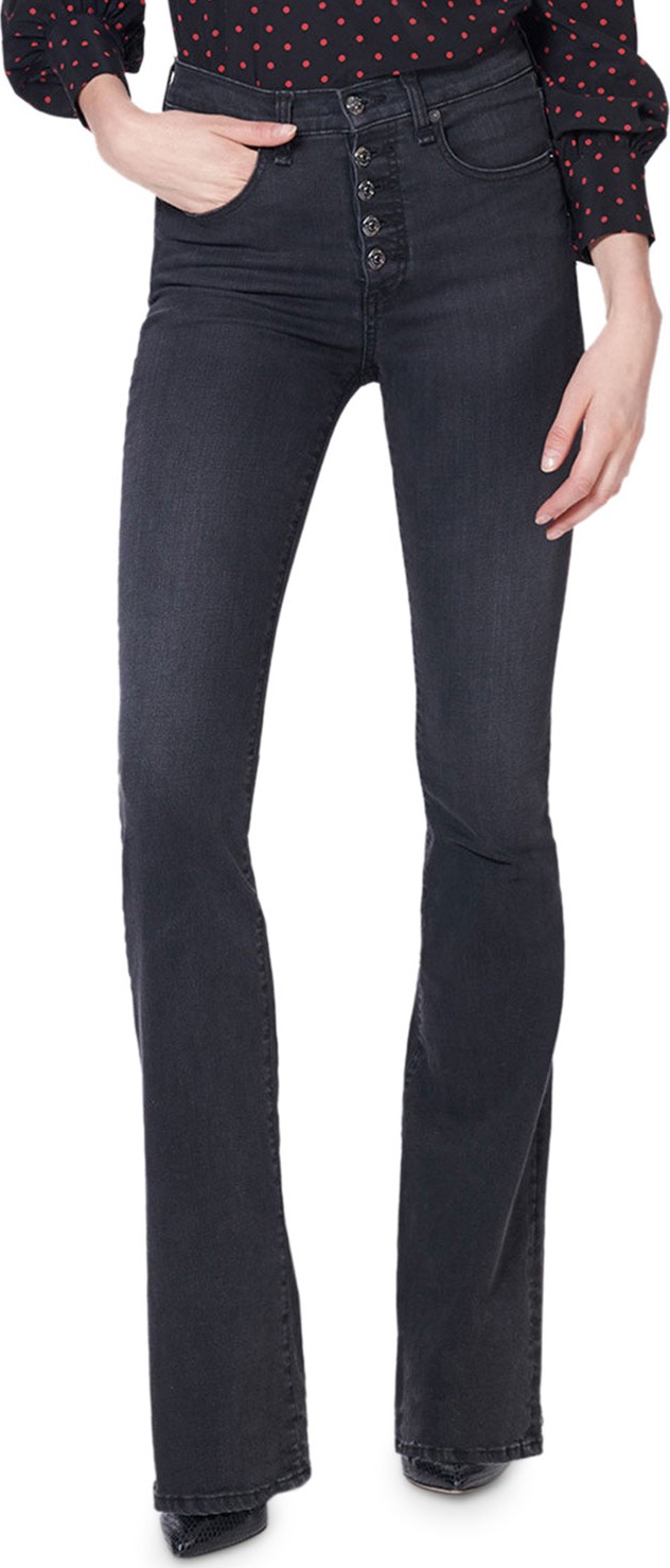 Veronica Beard Beverly 10" Rise Skinny Flare Jeans with Button Fly