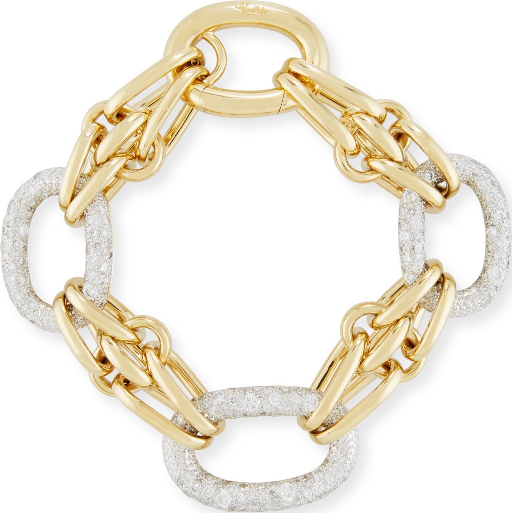 Pomellato Tango Link Bracelet with Diamonds in 18K Yellow Gold