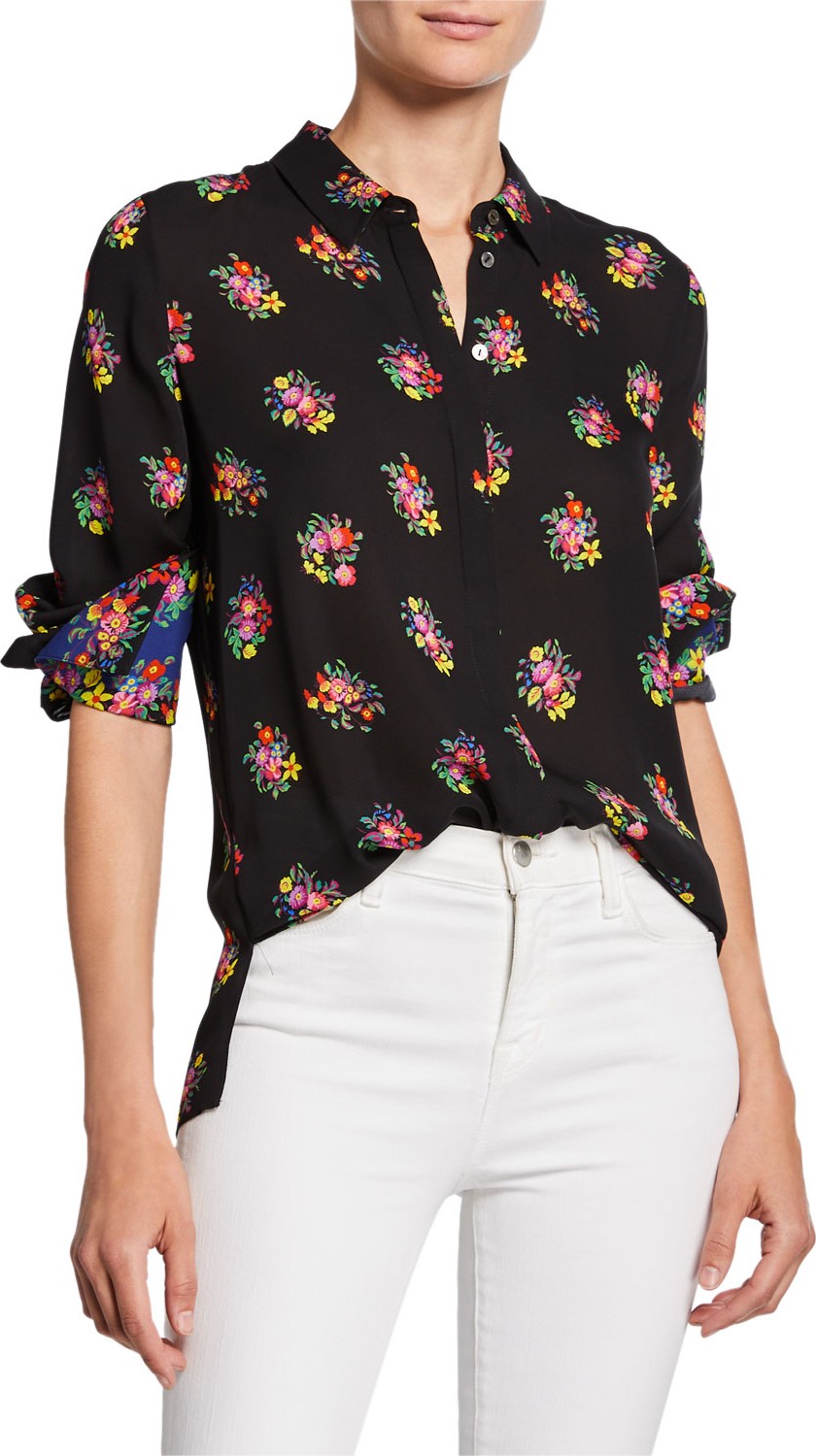 KOBI HALPERIN Bailey Floral Button-Down Silk Blouse