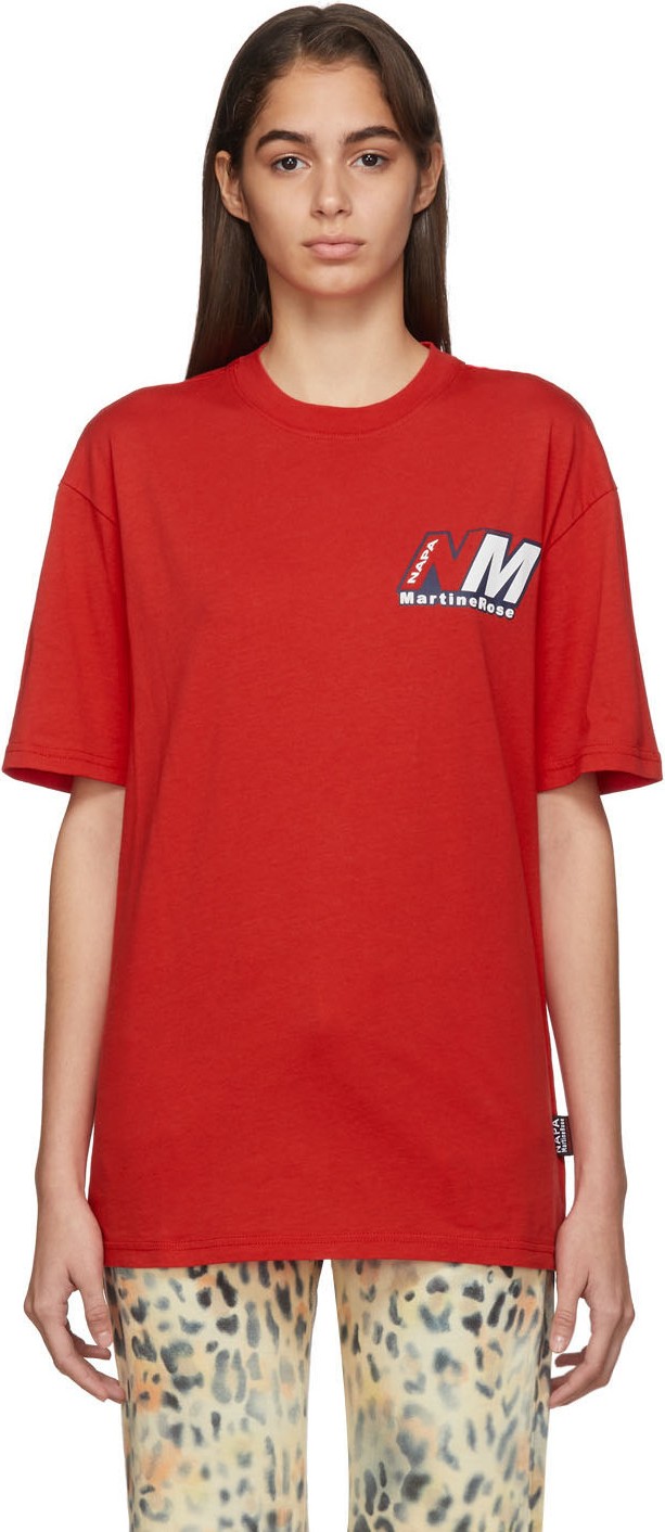 NAPA by Martine Rose Red Ocelot Logo T-Shirt
