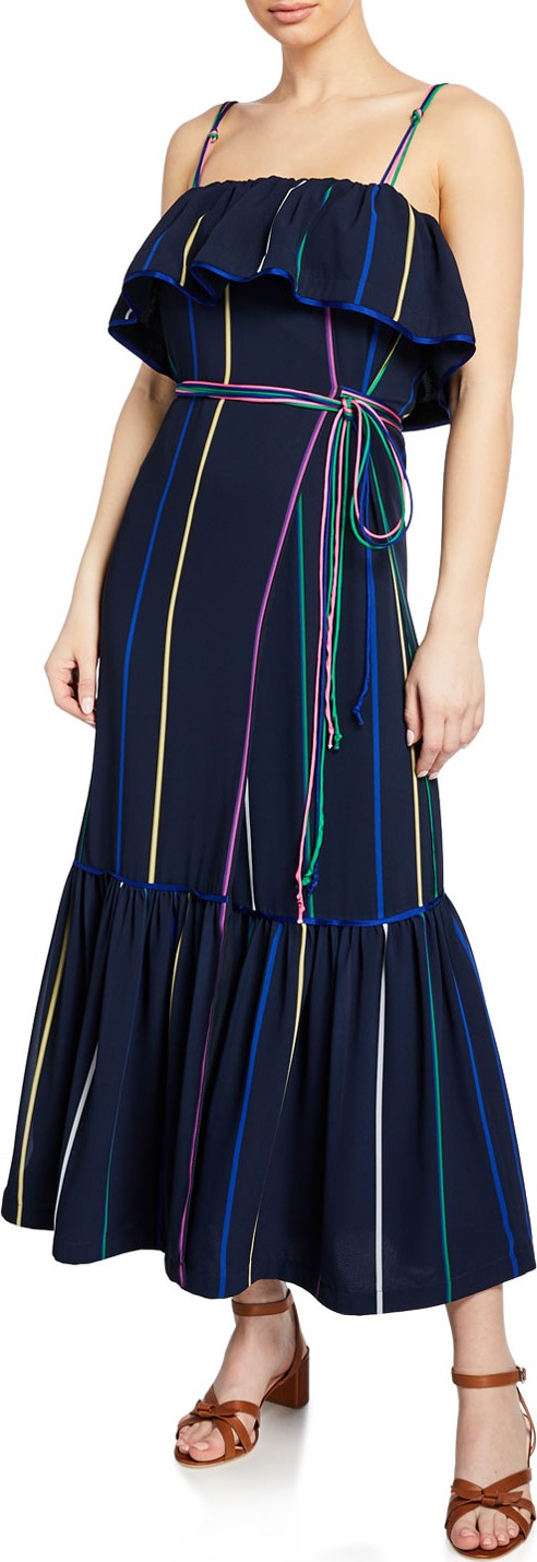 Derek Lam 10 Crosby Striped Ruffle Cami Maxi Dress