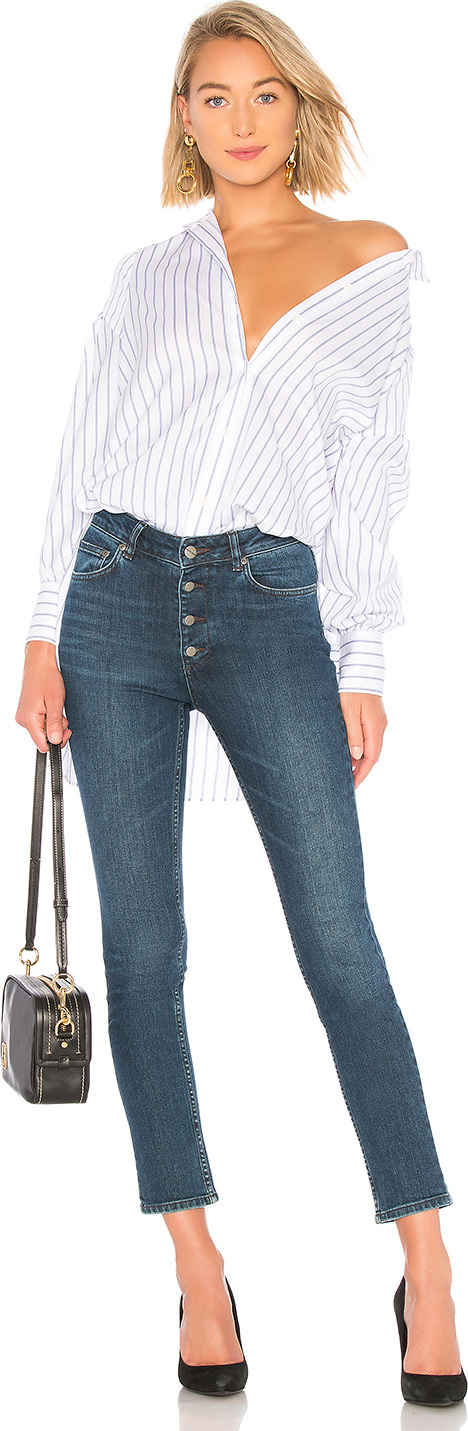 BCBGMAXAZRIA Stripe Button Up Blouse