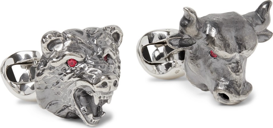 Deakin & Francis Bull & Bear Sterling Silver Ruby Cufflinks
