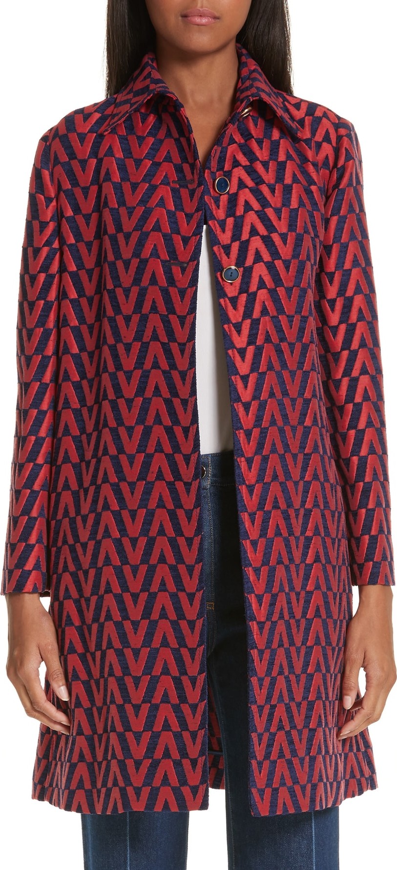 Valentino V-Logo Brocade Coat