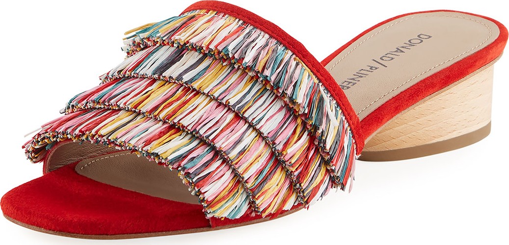 Donald J Pliner Reise Raffia Fringe Low Slide Sandal