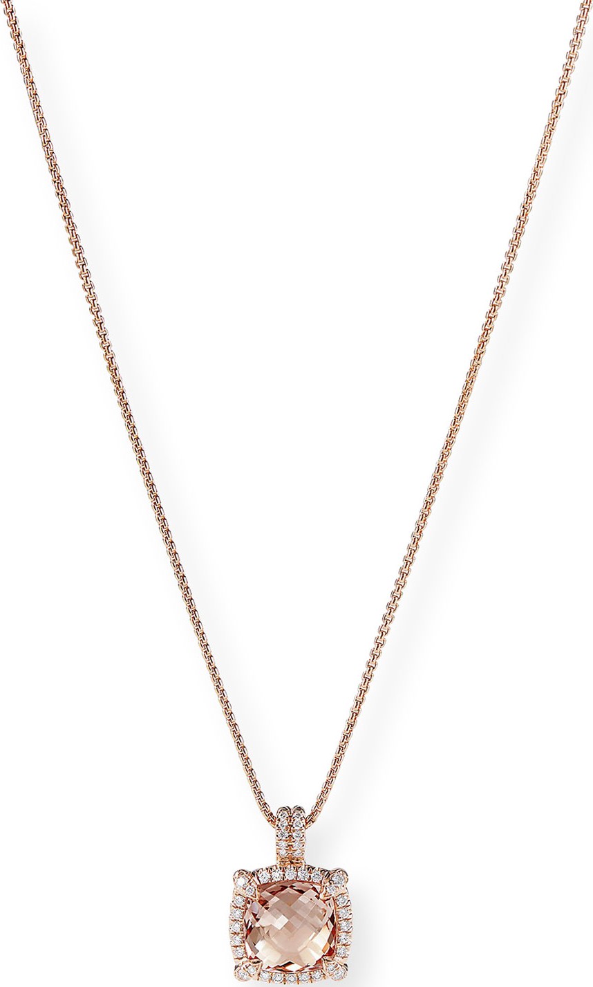 David Yurman Chatelaine 18k Rose Gold Morganite Necklace