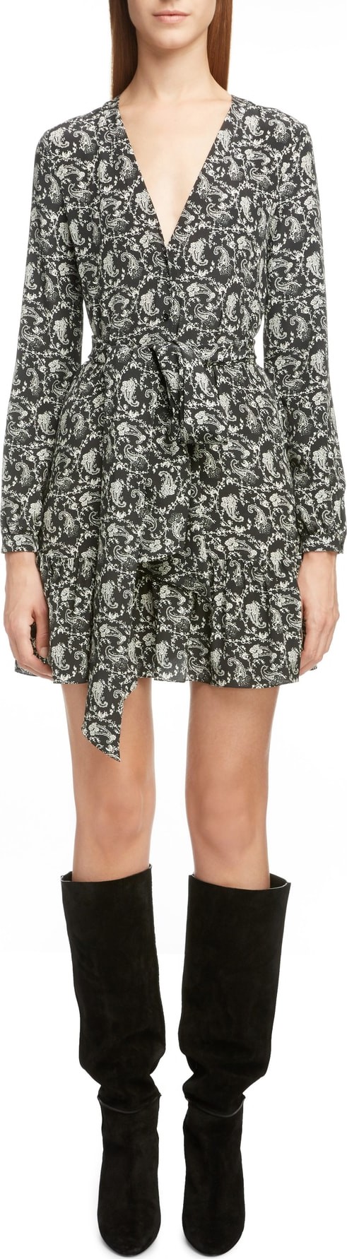 Saint Laurent Bandana Print Tie Waist Silk Dress