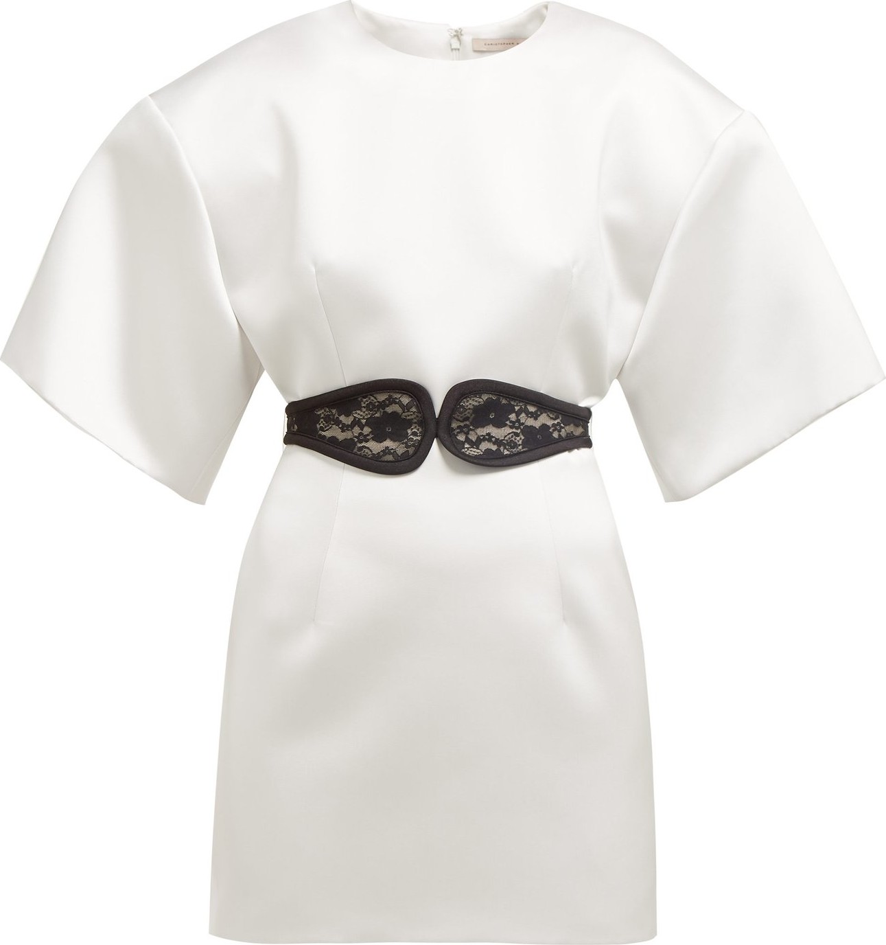 Christopher Kane Lace-belt duchess satin mini dress
