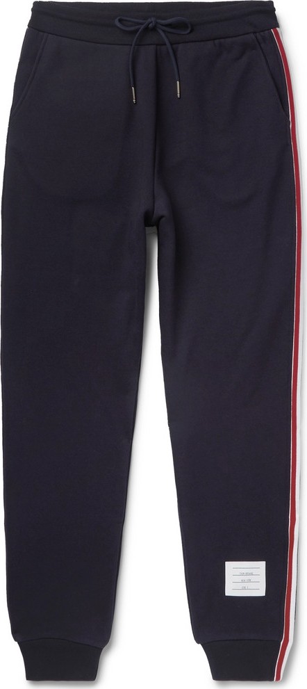 Thom Browne Slim-Fit Grosgrain-Trimmed Loopback Cotton-Jersey Sweatpants