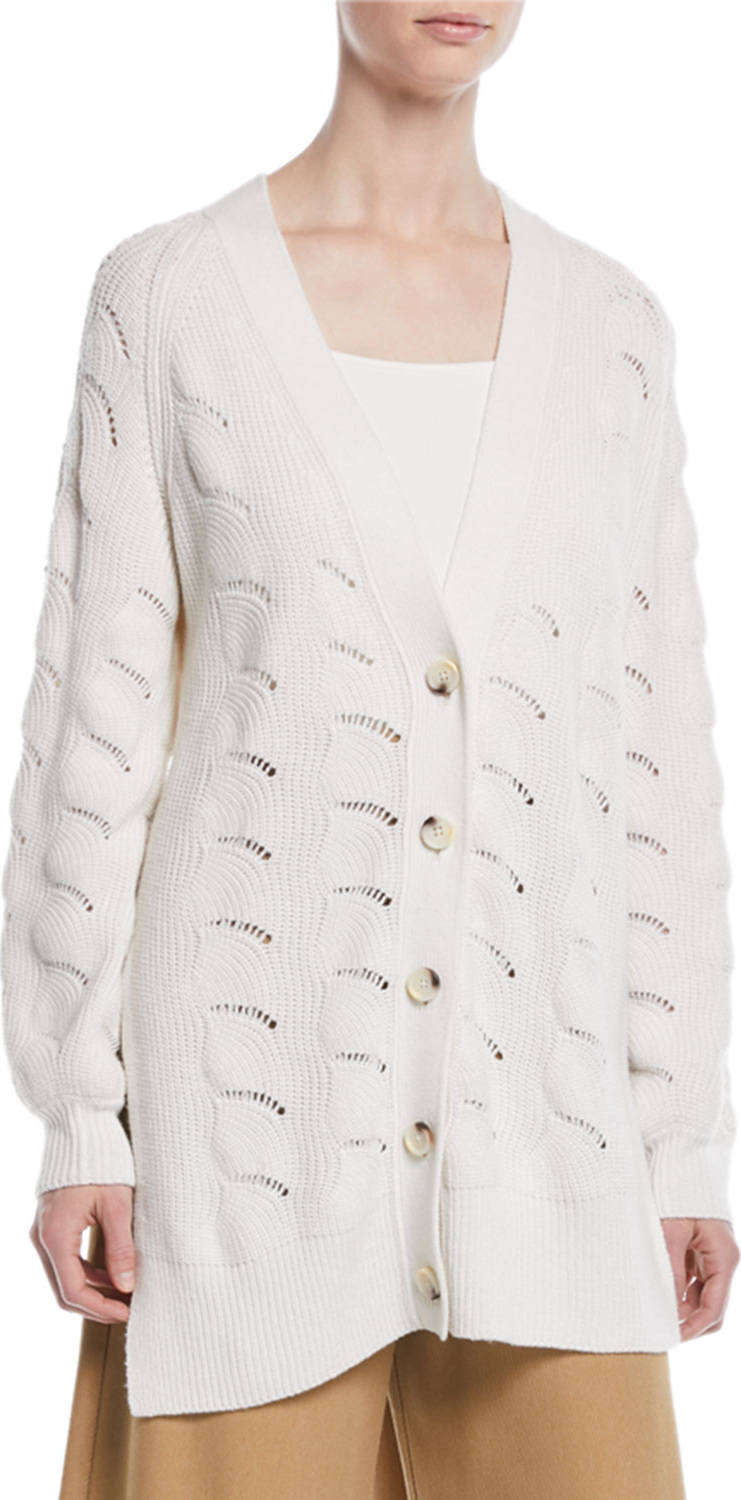 See By Chloé Side-Slit Button-Front Cardigan