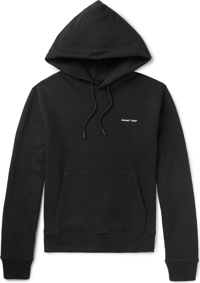 Off White Slim-Fit Logo-Print Loopback Cotton-Jersey Hoodie
