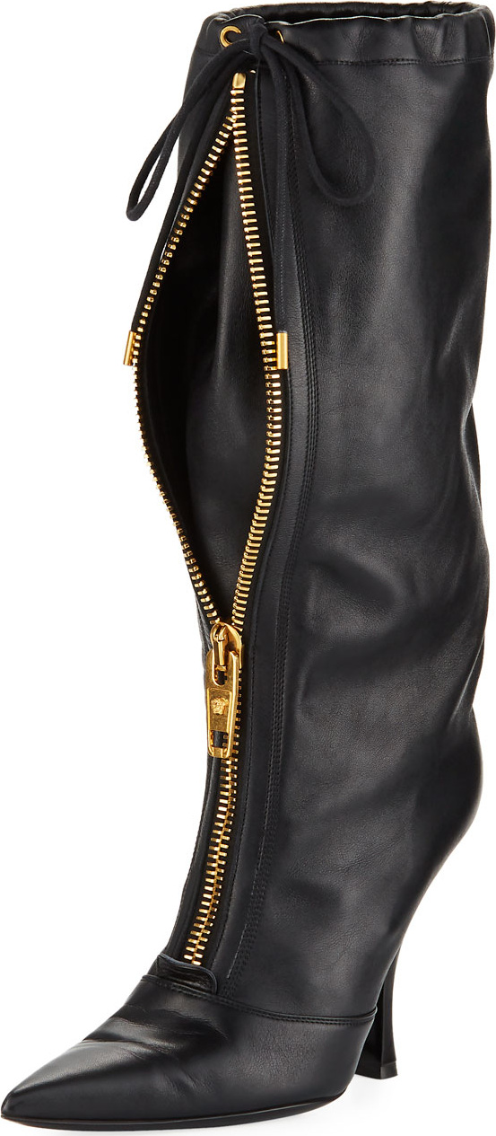 Versace Zip-Front 105mm Drawstring Boots