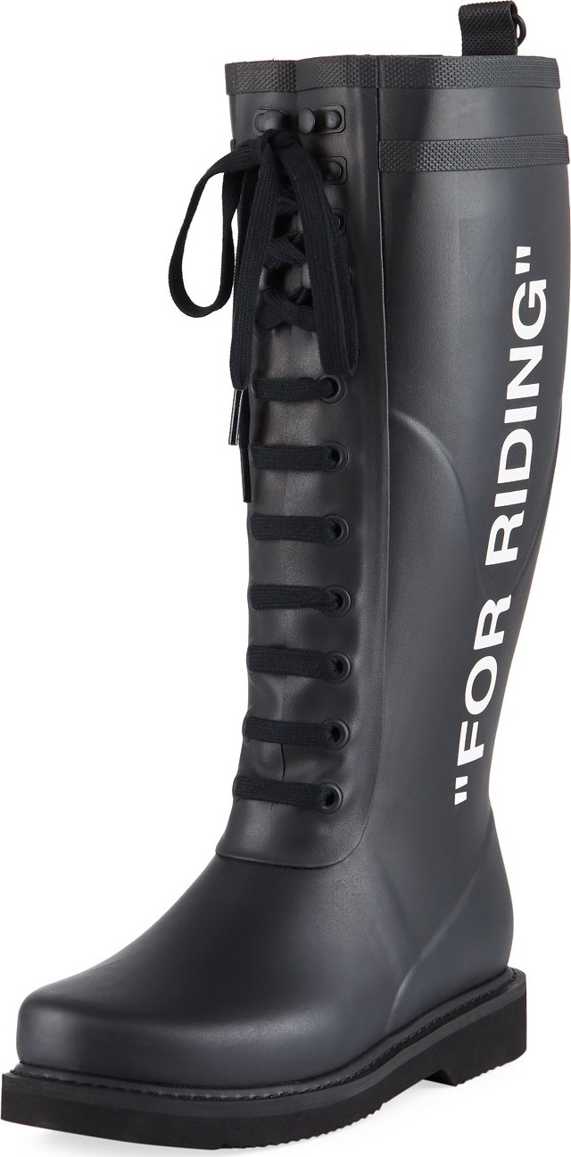 Off White For Riding Quote Wellington Rain Boots