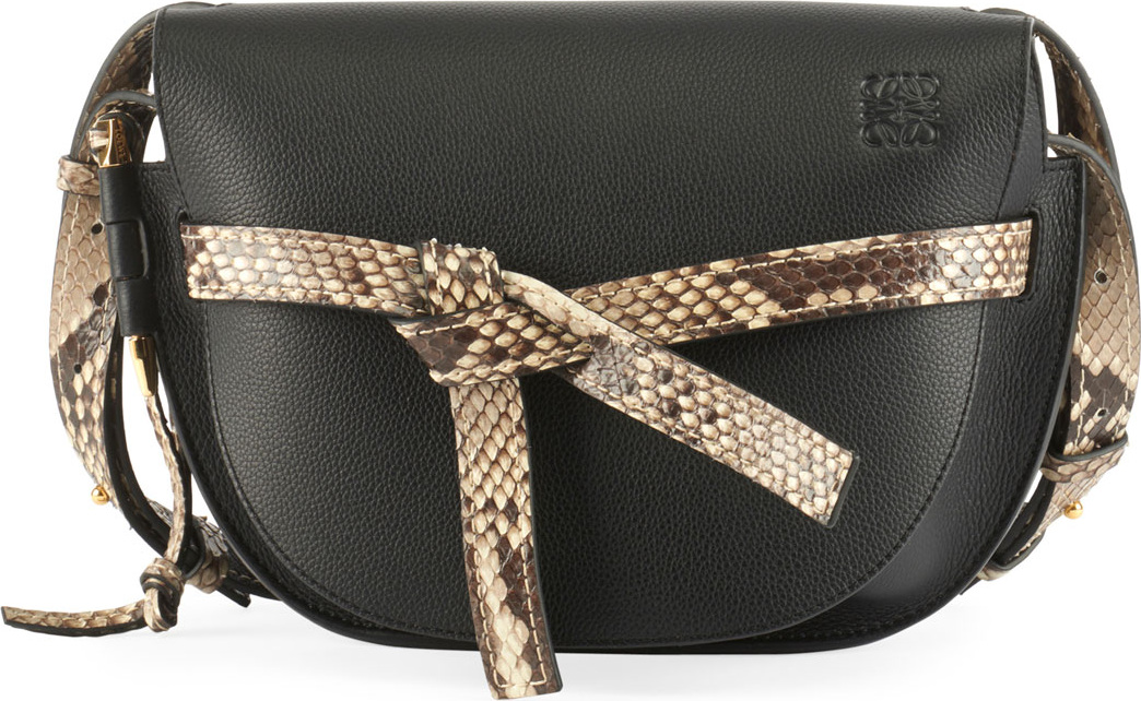 LOEWE Gate Small Top-Handle Satchel Bag w/ Python Trim