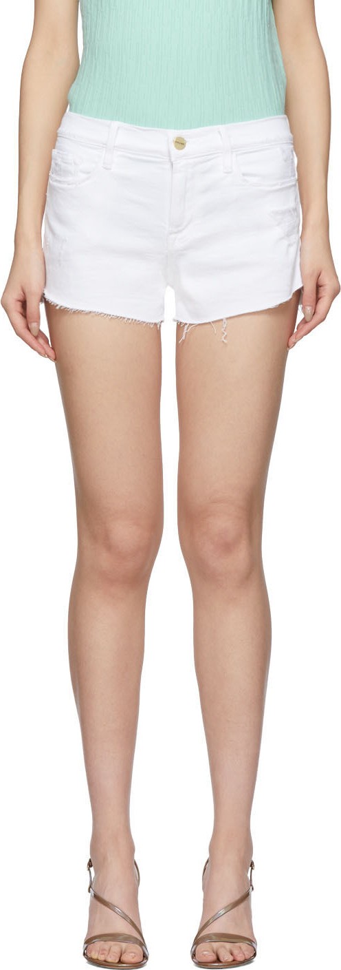 FRAME DENIM White Denim 'Le Cutoff' Tulip Hem Shorts FRAME DENIM White Denim 'Le Cutoff' Tulip Hem Shorts