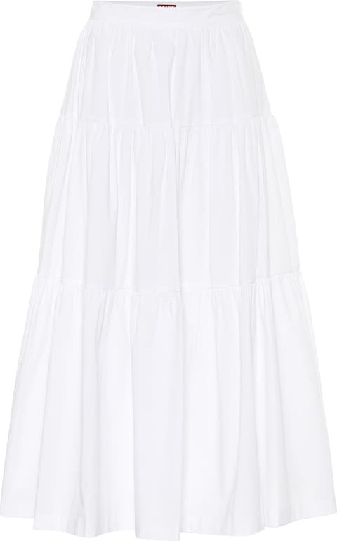 Staud Sea cotton poplin midi skirt