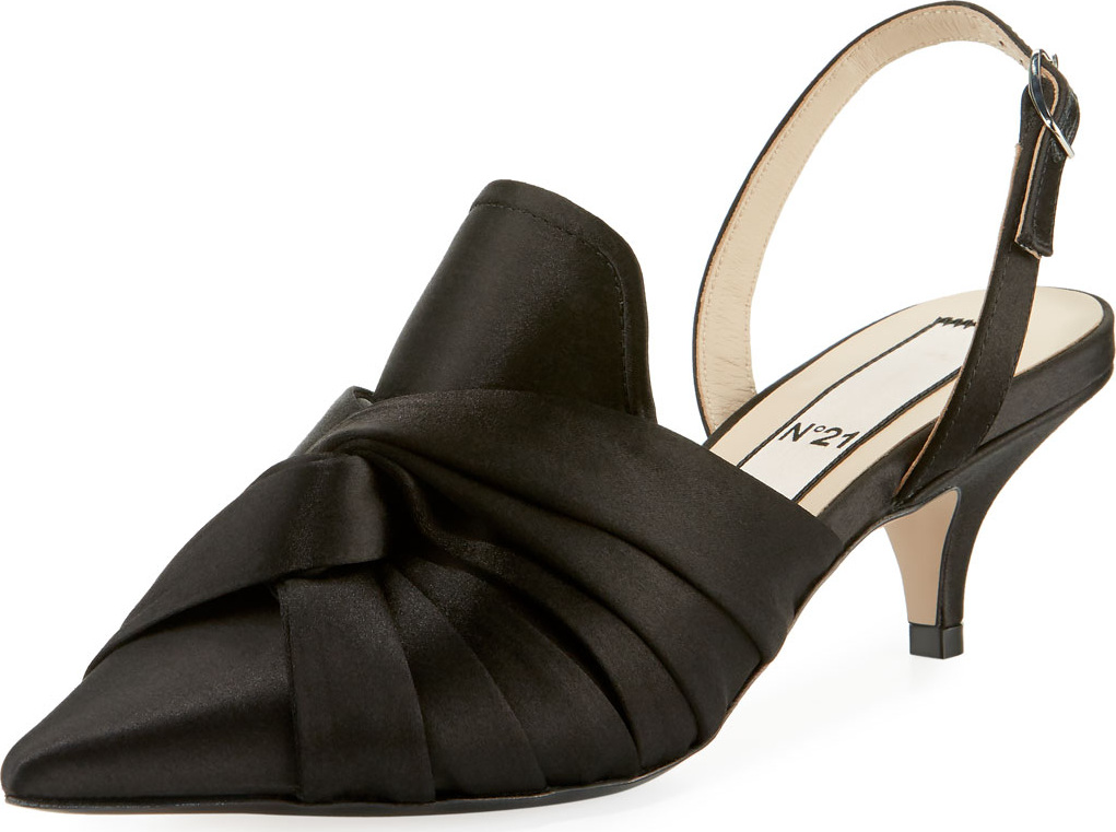Nº21 Knotted Satin Slingback Pumps