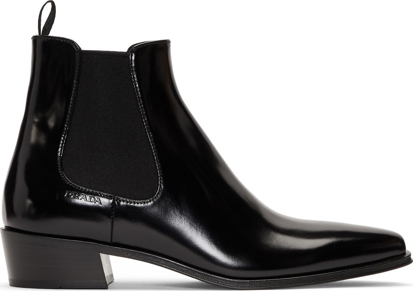 Prada Black Leather Chelsea Boots