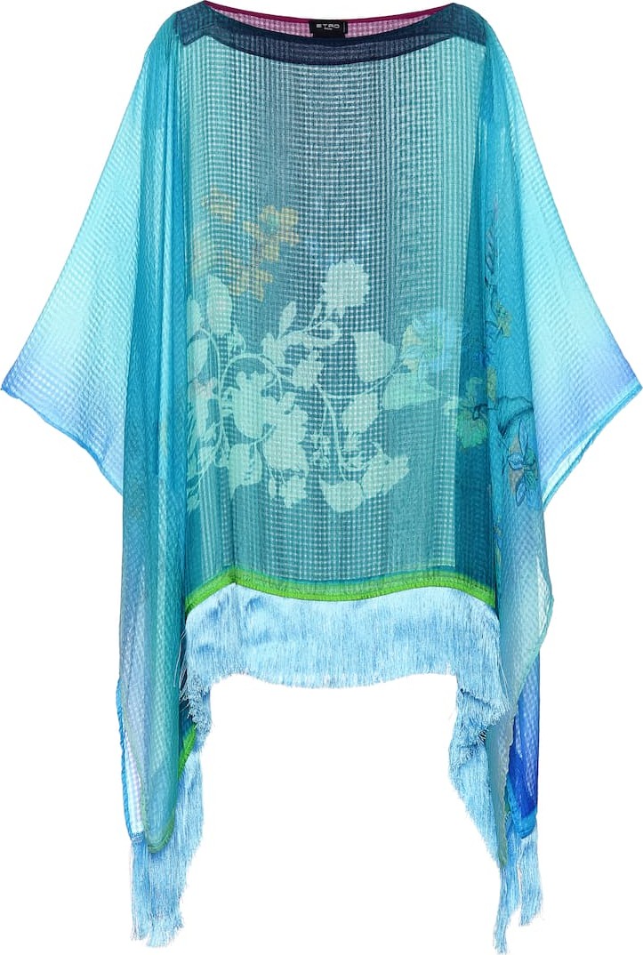Etro Printed silk poncho