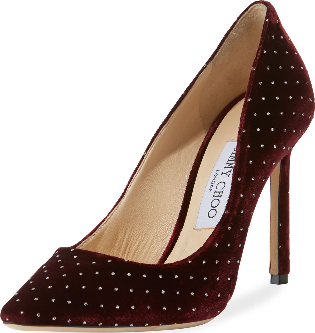 Jimmy Choo Romy 100mm Glitter Spotted Velvet Pump