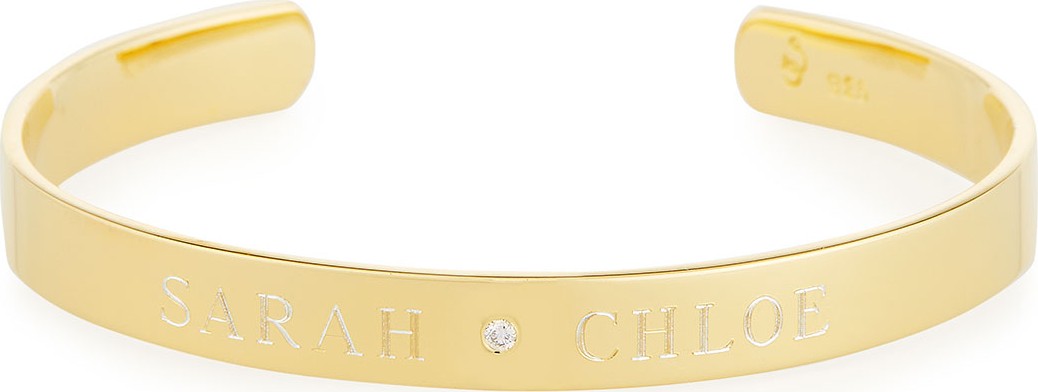 Sarah Chloe 6mm Ciela Duo Name Cuff Bracelet with Diamond