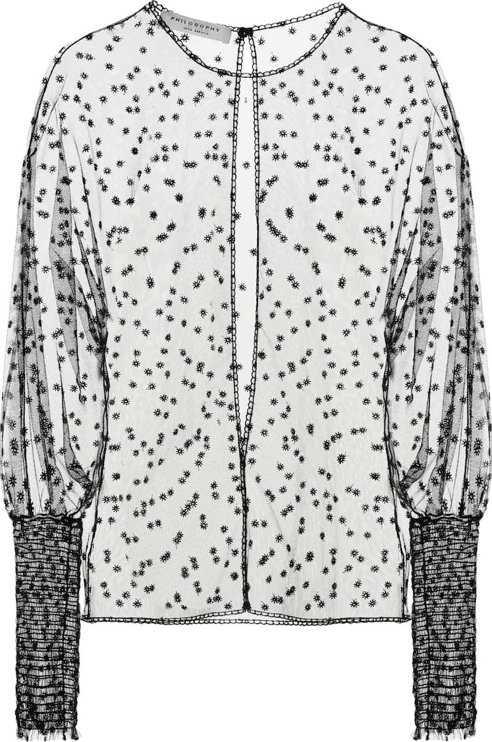 Philosophy Di Lorenzo Serafini Embroidered tulle top