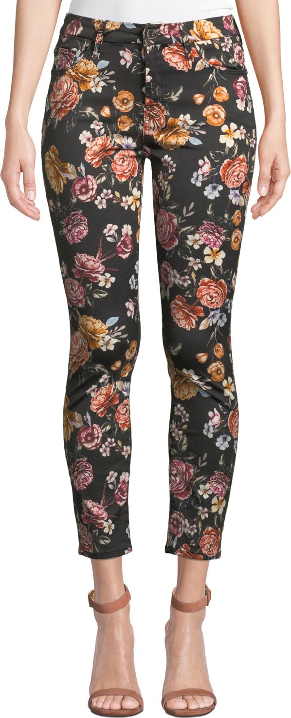 Jen7 Rainbow Blooms Floral Ankle Skinny Jeans