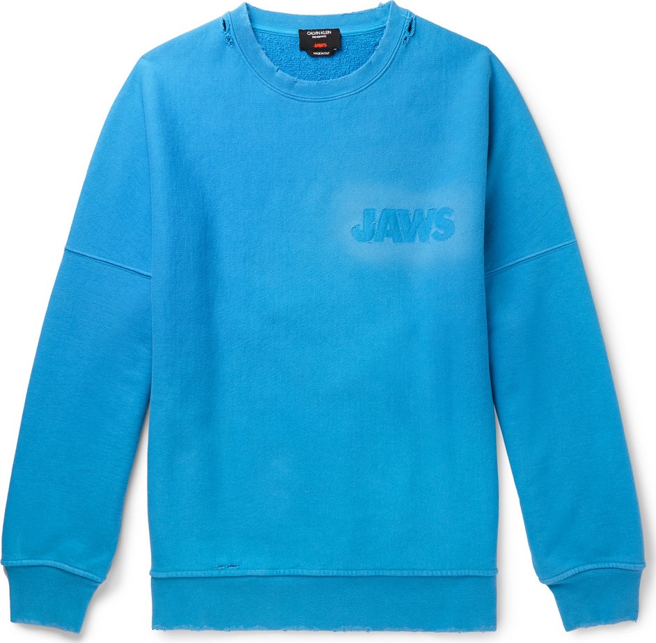 Calvin Klein 205W39NYC Oversized Distressed Loopback Cotton-Jersey Sweatshirt