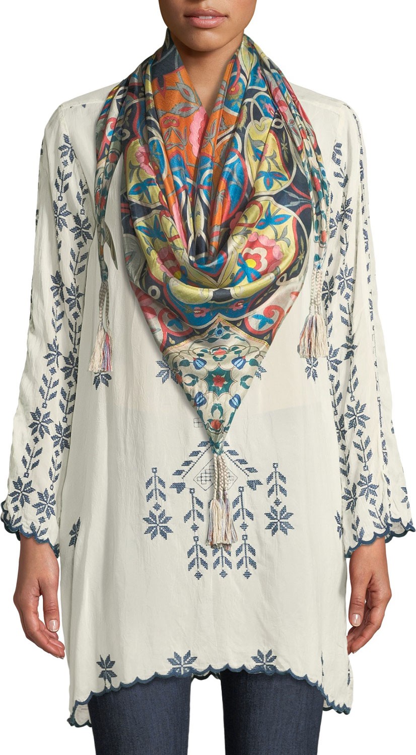 Johnny Was Xandre Stitched Rayon Georgette Long Tunic