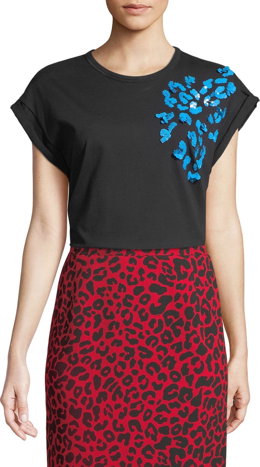 Nº21 Sequined Crewneck Cotton Tee