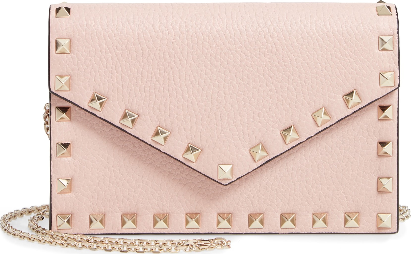 Valentino Rockstud Calfskin Leather Envelope Pouch