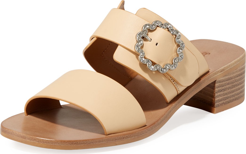 See By Chloé Kristen Block-Heel Leather Slide Sandals